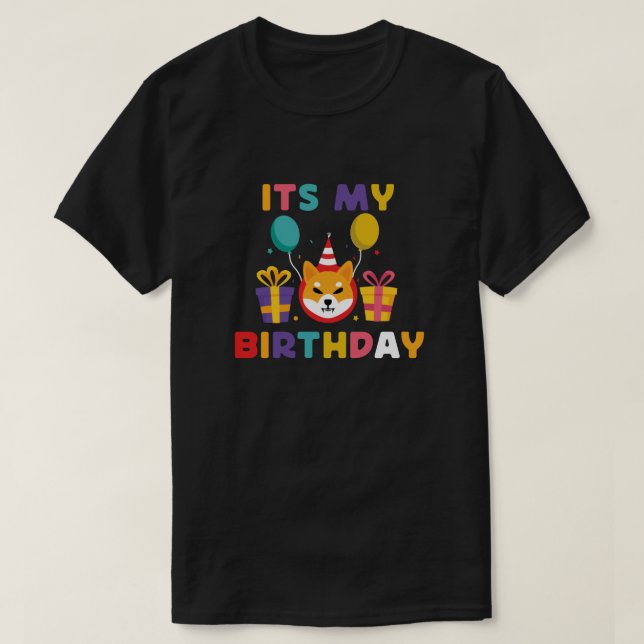 Camiseta Es mi cumpleaños - Graciosa celebración Shiba Inu (Diseño del anverso)