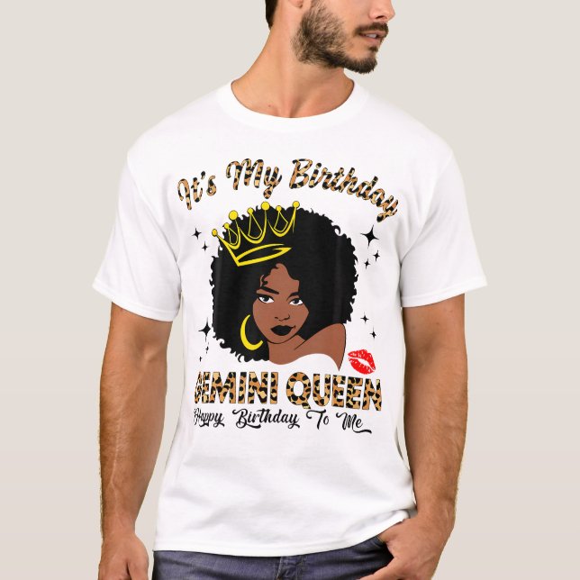 Camiseta Es Mi Cumpleaños La Reina Gemini Africano-Estadoun (Anverso)
