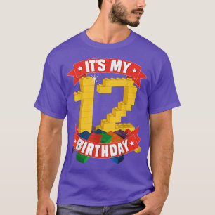 Camiseta Es mi cumpleaños, niños de 12 años construyen bloq