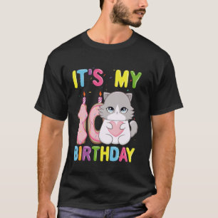 Camiseta Es Mi Cumpleaños Número 10 Chica Gato Ragdoll De 1