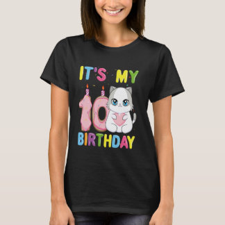 Camiseta Es Mi Cumpleaños Número 10 Chica Gato Ragdoll De 1