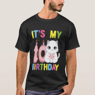 Camiseta Es Mi Cumpleaños Número 10 Niña Gato Ragdoll De 10