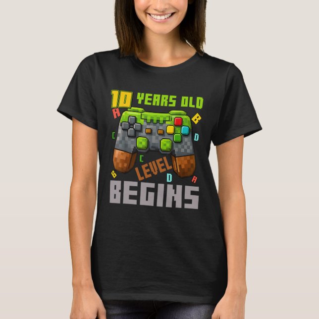 Camiseta Es mi cumpleaños número 10 Pixel Gaming Controller (Anverso)