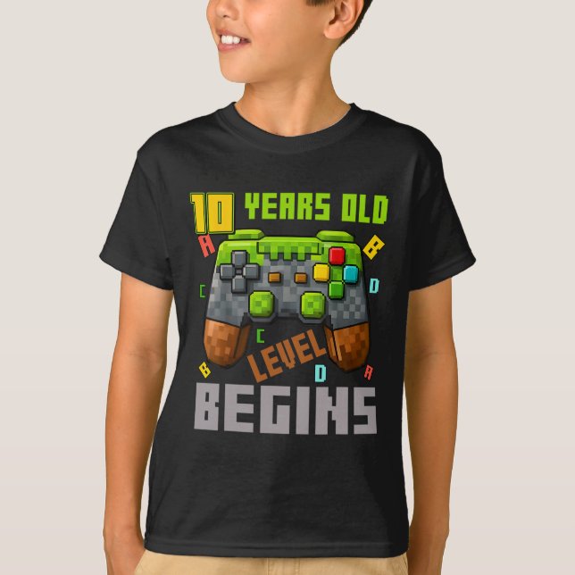 Camiseta Es mi cumpleaños número 10 Pixel Gaming Controller (Anverso)