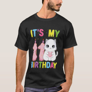 Camiseta Es Mi Cumpleaños Número 11 Chica Gato Ragdoll De 1