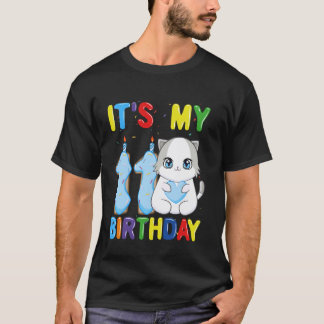 Camiseta Es Mi Cumpleaños Número 11 Niño Gato Ragdoll De 11