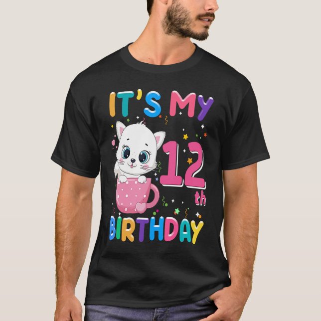Camiseta Es mi cumpleaños número 12, Chica de cumpleaños, c (Anverso)