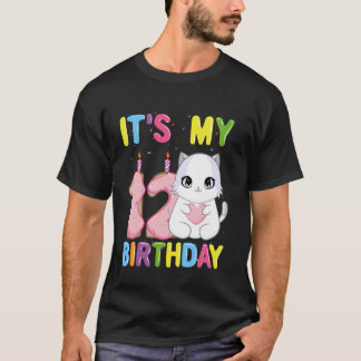 Camiseta Es Mi Cumpleaños Número 12 Chica Gato Ragdoll De 1