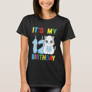 Camiseta Es Mi Cumpleaños Número 12 Niño Gato Ragdoll de 12