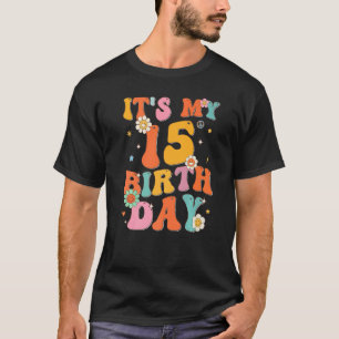Camiseta Es mi cumpleaños número 15, Vintage Groovy de 15 a