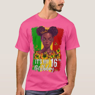 Camiseta Es mi cumpleaños número 16, Melanin negro de 16 añ