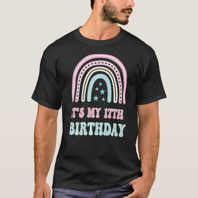 Camiseta Es mi cumpleaños número 17, cumpleaños del arcoiri (Anverso)