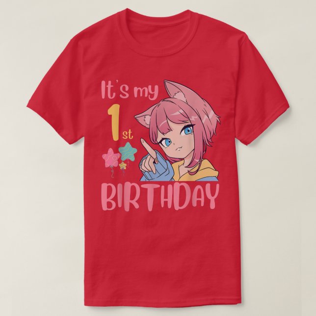 Camiseta Es mi cumpleaños número 1 Anime Chica de cumpleaño (Diseño del anverso)