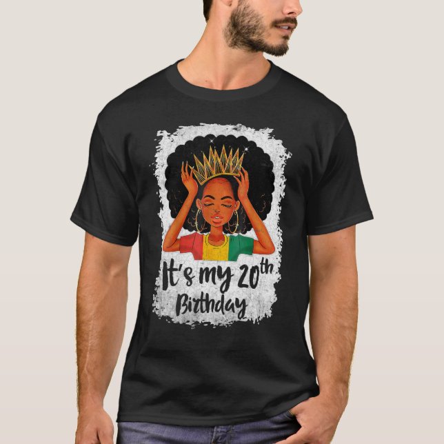 Camiseta Es mi cumpleaños número 20, Melanin negro de 20 añ (Anverso)