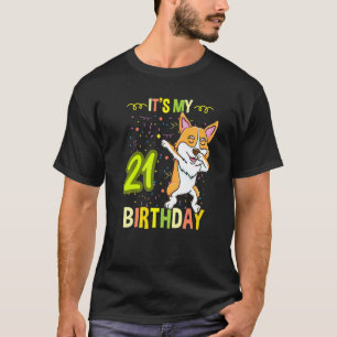 Camiseta Es mi cumpleaños número 21 Dabbing Corgi