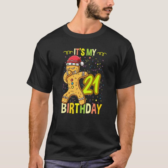 Camiseta Es mi cumpleaños número 21 Dabbing Gingerbread (Anverso)