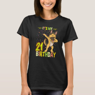 Camiseta Es mi cumpleaños número 21 de pastor alemán