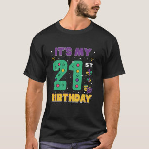 Camiseta Es mi cumpleaños número 21 máscara de Mardi Gras p