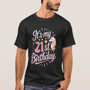 Camiseta Es mi cumpleaños número 21 Unicornio Fiesta de cum