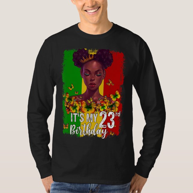 Camiseta Es mi cumpleaños número 23, Melanin negro de 23 añ (Anverso)