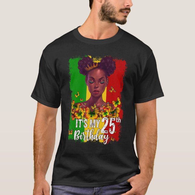 Camiseta Es mi cumpleaños número 25, Melanin negro de 25 añ (Anverso)