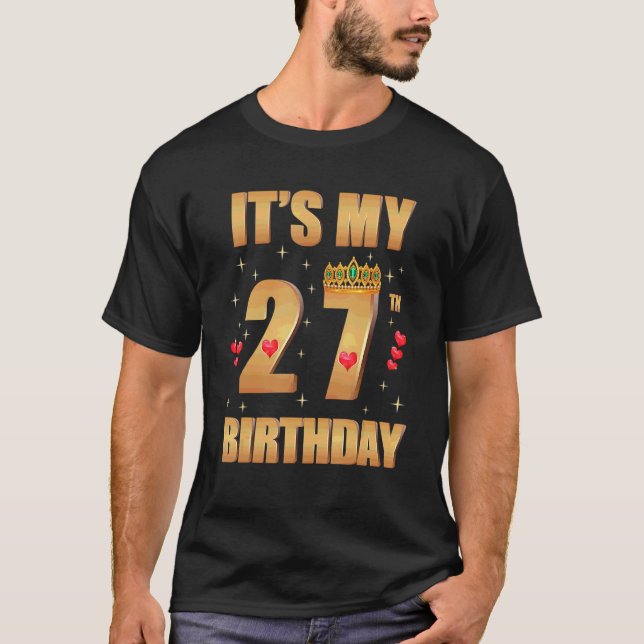 Camiseta Es mi cumpleaños número 27, cumpleaños número 27,  (Anverso)