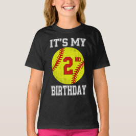Camiseta Es mi cumpleaños número 2 Girl Softball 2 años