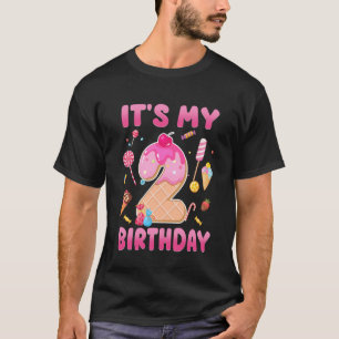 Camiseta Es Mi Cumpleaños Número 2 Niña Dulce Tema Helado P