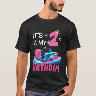 Camiseta Es Mi Cumpleaños Número 2 Ninja Gato Montando Tibu