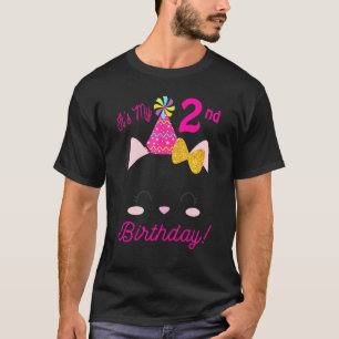 Camiseta Es mi cumpleaños número 2 Tema de fiesta de gatit