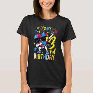Camiseta Es mi cumpleaños número 3 Dabbing Autismo Puzzle