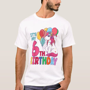 Camiseta Es mi cumpleaños número 6 Unicornio Niños Niñas Cu
