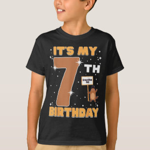 Camiseta Es mi cumpleaños número 7 Día de la marmota niña d