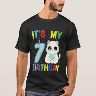 Camiseta Es Mi Cumpleaños Número 7 Niño Gato Ragdoll De 7 A