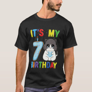 Camiseta Es Mi Cumpleaños Número 7 Niño Gato Ragdoll De 7 A
