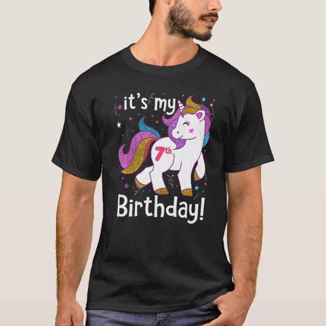Camiseta Es mi cumpleaños número 7 Princesa Unicornio 7 año (Anverso)