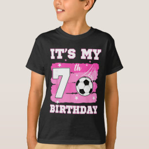 Camiseta Es mi cumpleaños número 7 tema fútbol niña de 7 añ