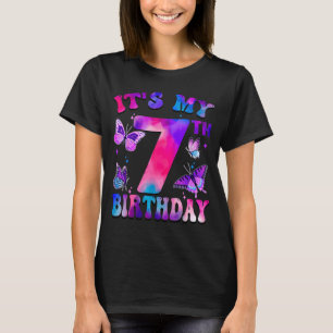 Camiseta Es mi cumpleaños número 7 Tema Mariposa 7 años Par