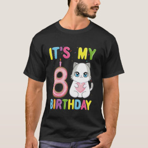 Camiseta Es Mi Cumpleaños Número 8 Chica Gato Ragdoll De 8 