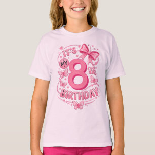Camiseta Es Mi Cumpleaños Número 8 Fiesta De Niña De Lazo R