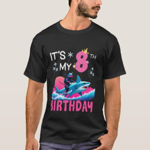 Camiseta Es Mi Cumpleaños Número 8 Ninja Gato Montando Tibu