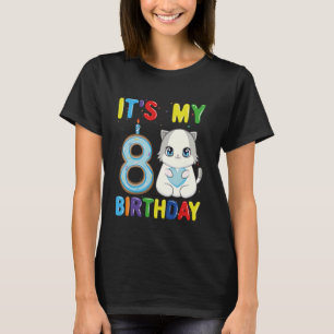 Camiseta Es Mi Cumpleaños Número 8 Niño Gato Ragdoll De 8 A