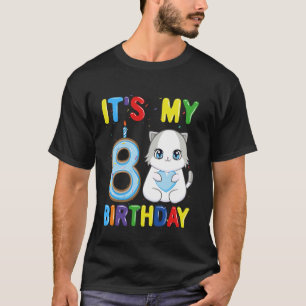 Camiseta Es Mi Cumpleaños Número 8 Niño Gato Ragdoll De 8 A