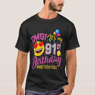 Camiseta Es mi cumpleaños número 91, chica 91 años de edad