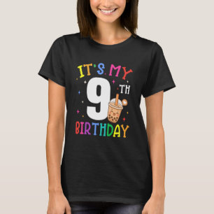 Camiseta Es Mi Cumpleaños Número 9 Burbuja De Boba Fiesta D