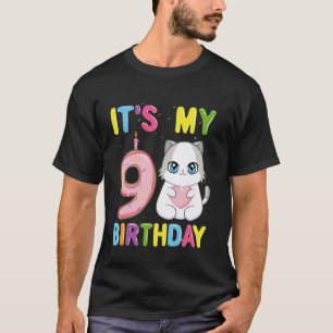 Camiseta Es Mi Cumpleaños Número 9 Chica Gato Ragdoll De 9