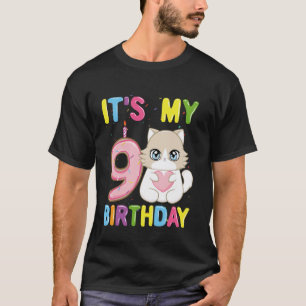 Camiseta Es Mi Cumpleaños Número 9 Chica Gato Ragdoll De 9