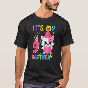 Camiseta Es Mi Cumpleaños Número 9 Niña Cumpleaños de Gato