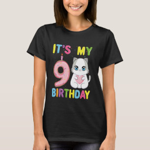 Camiseta Es mi cumpleaños número 9 niña gato Ragdoll de 9 a