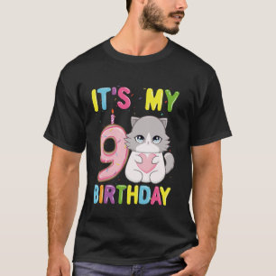 Camiseta Es Mi Cumpleaños Número 9 Niña Gato Ragdoll De 9 A
